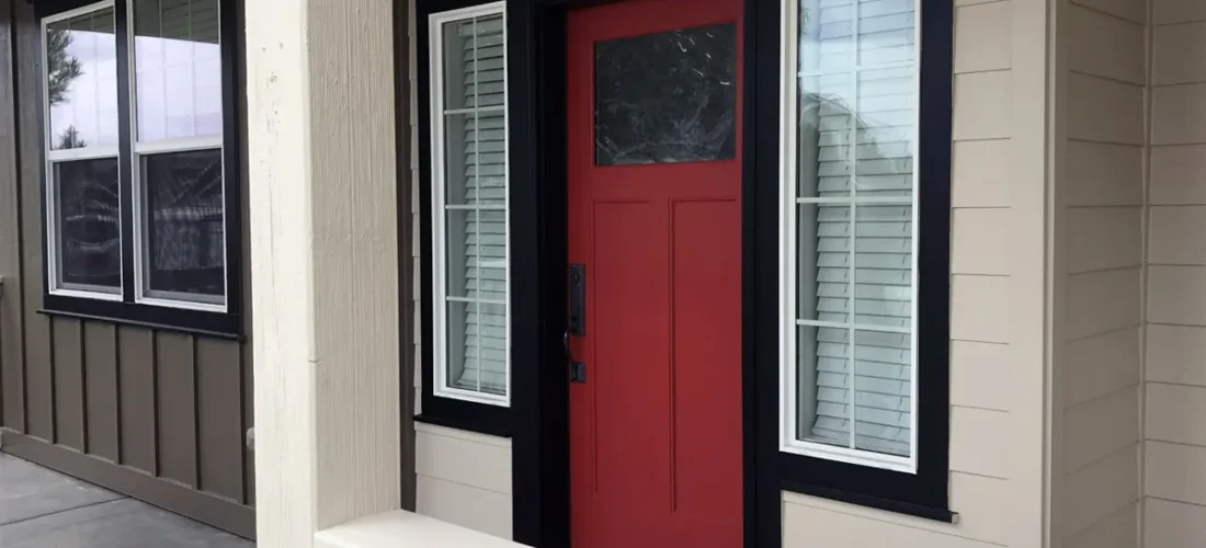 Red Front door of home.